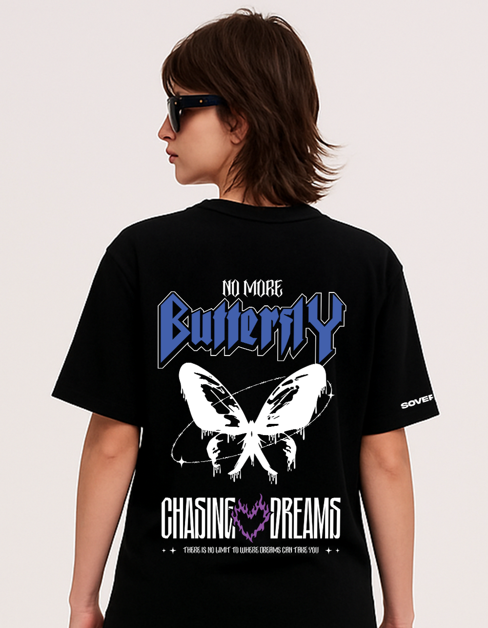 No More Butterfly Black Oversized T-shirt