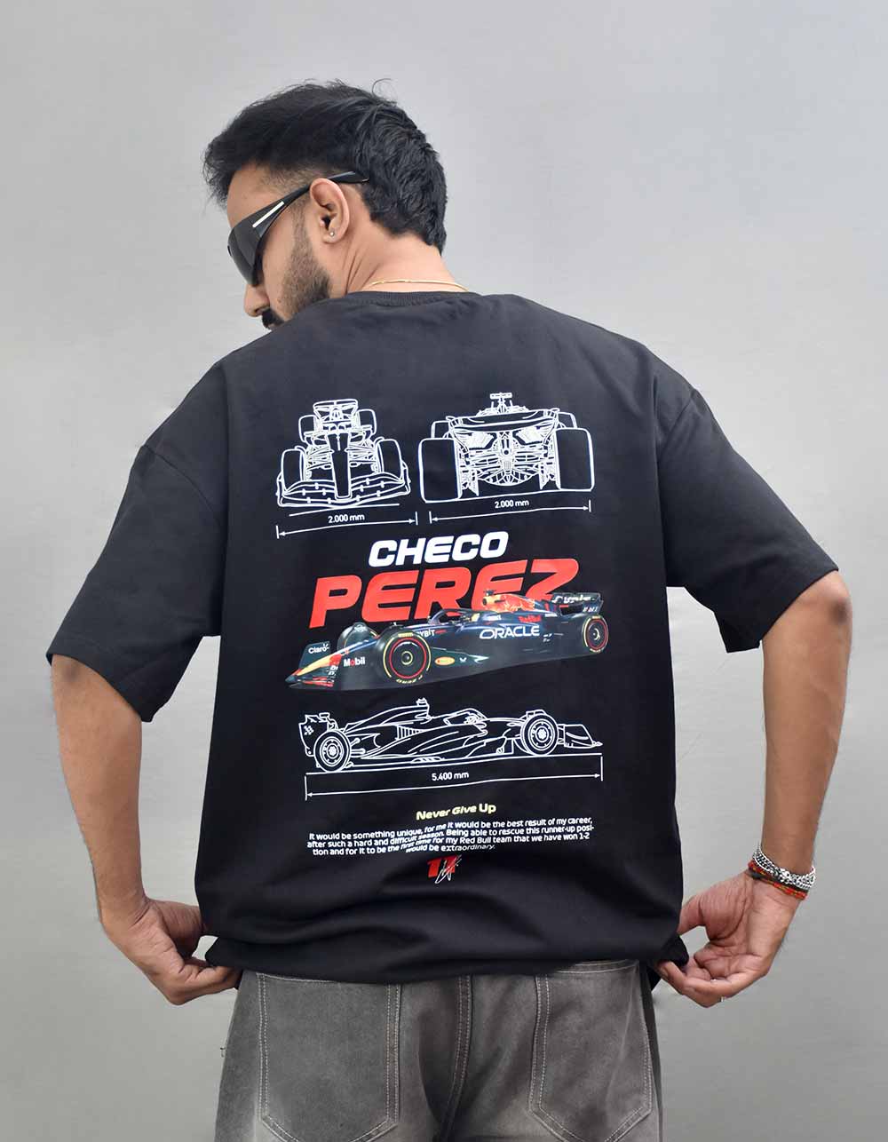 F1 Checo Perez Black Oversized T-shirt