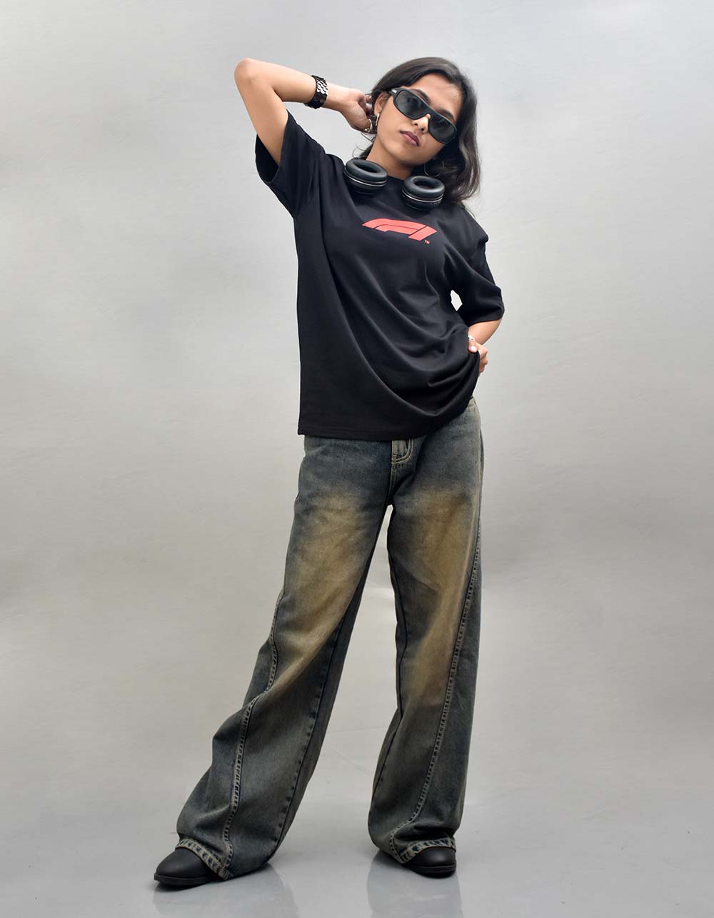 F1 Checo Perez Black Oversized T-shirt