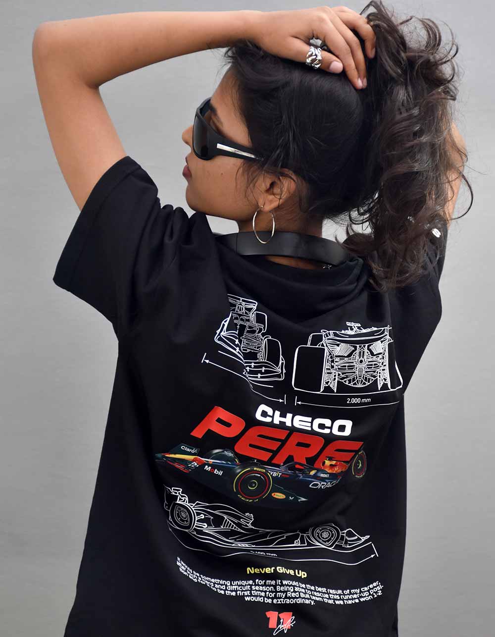 F1 Checo Perez Black Oversized T-shirt