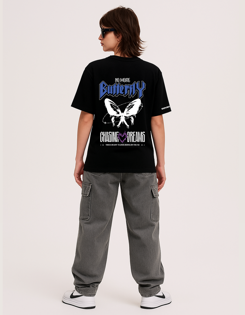 No More Butterfly Black Oversized T-shirt