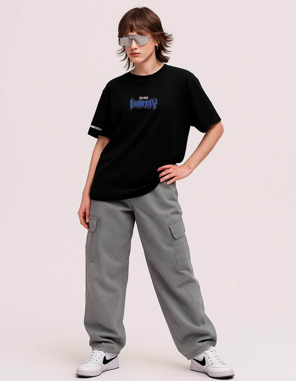 No More Butterfly Black Oversized T-shirt