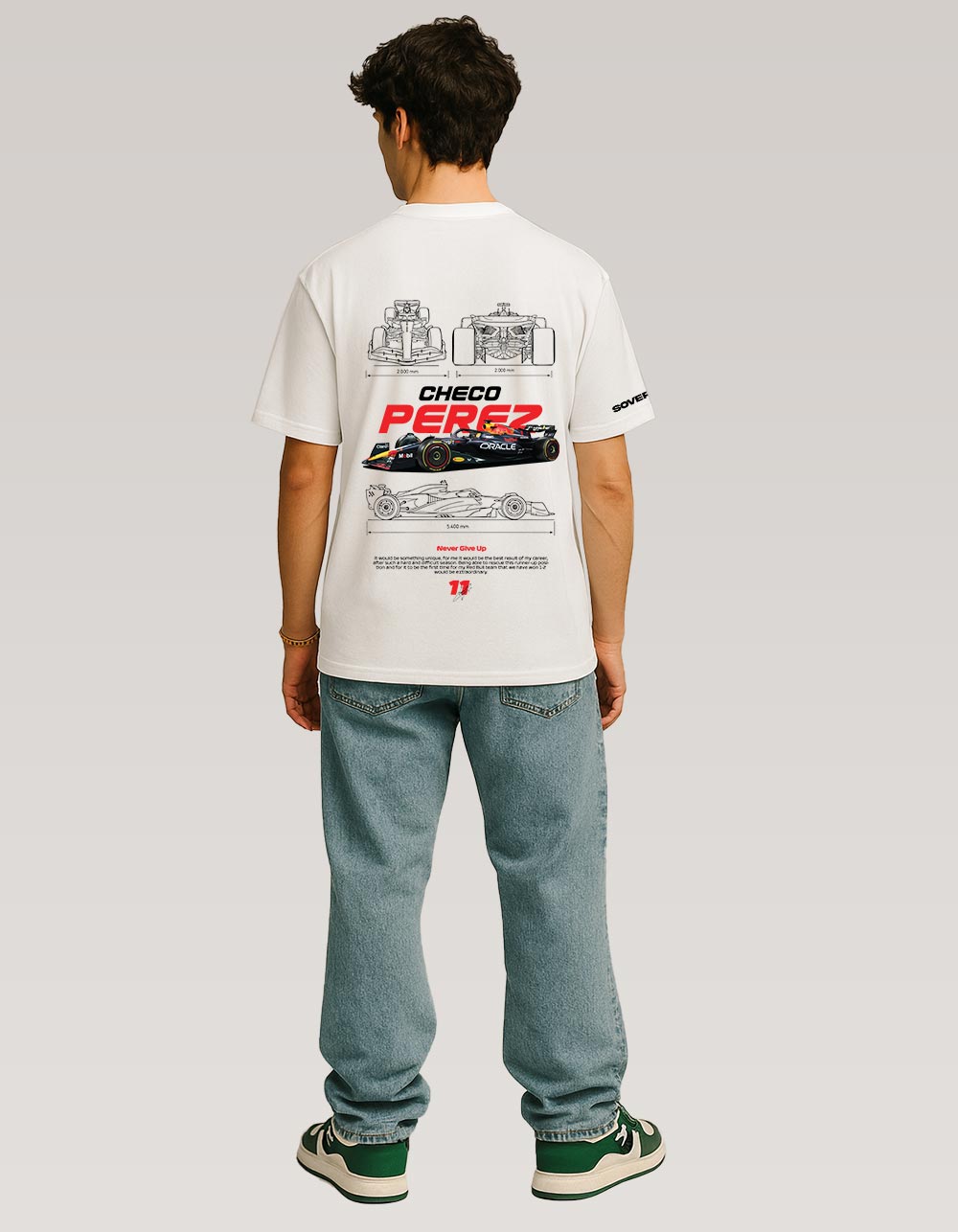 F1 Checo Perez White Oversized T-shirt