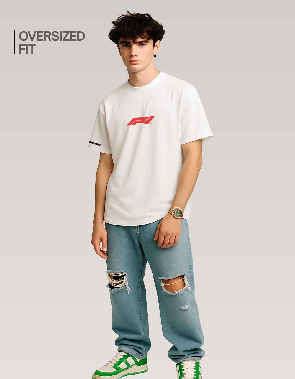 F1 Checo Perez White Oversized T-shirt