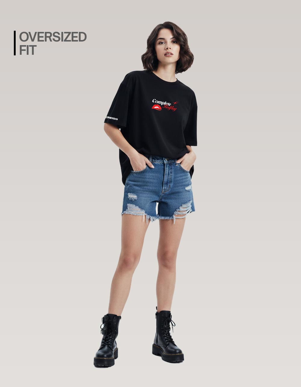 Complete Redflag Black Oversized T-shirt