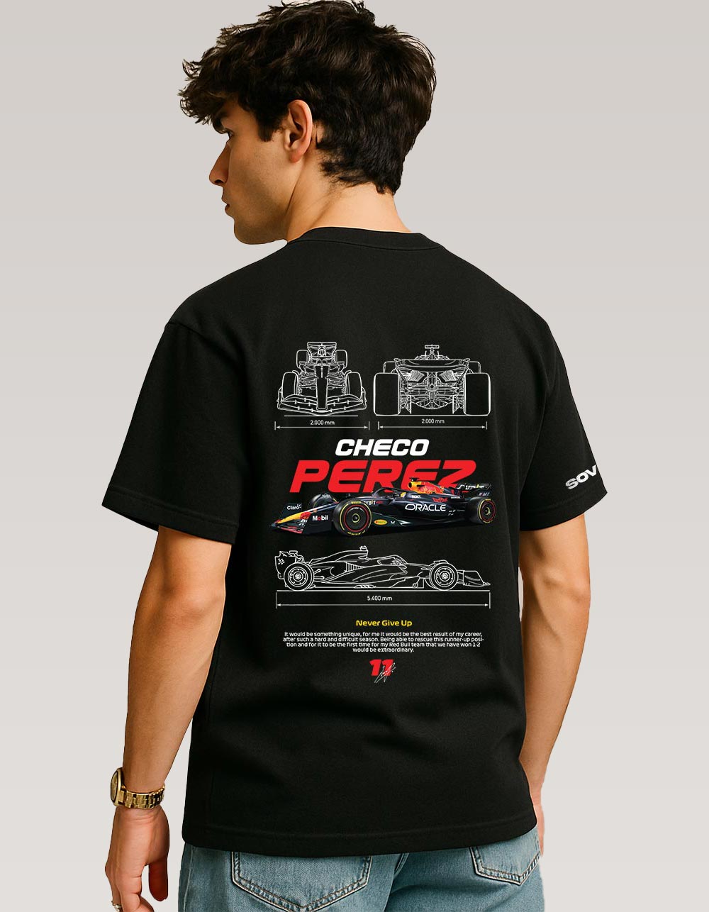 F1 Checo Perez Black Oversized T-shirt