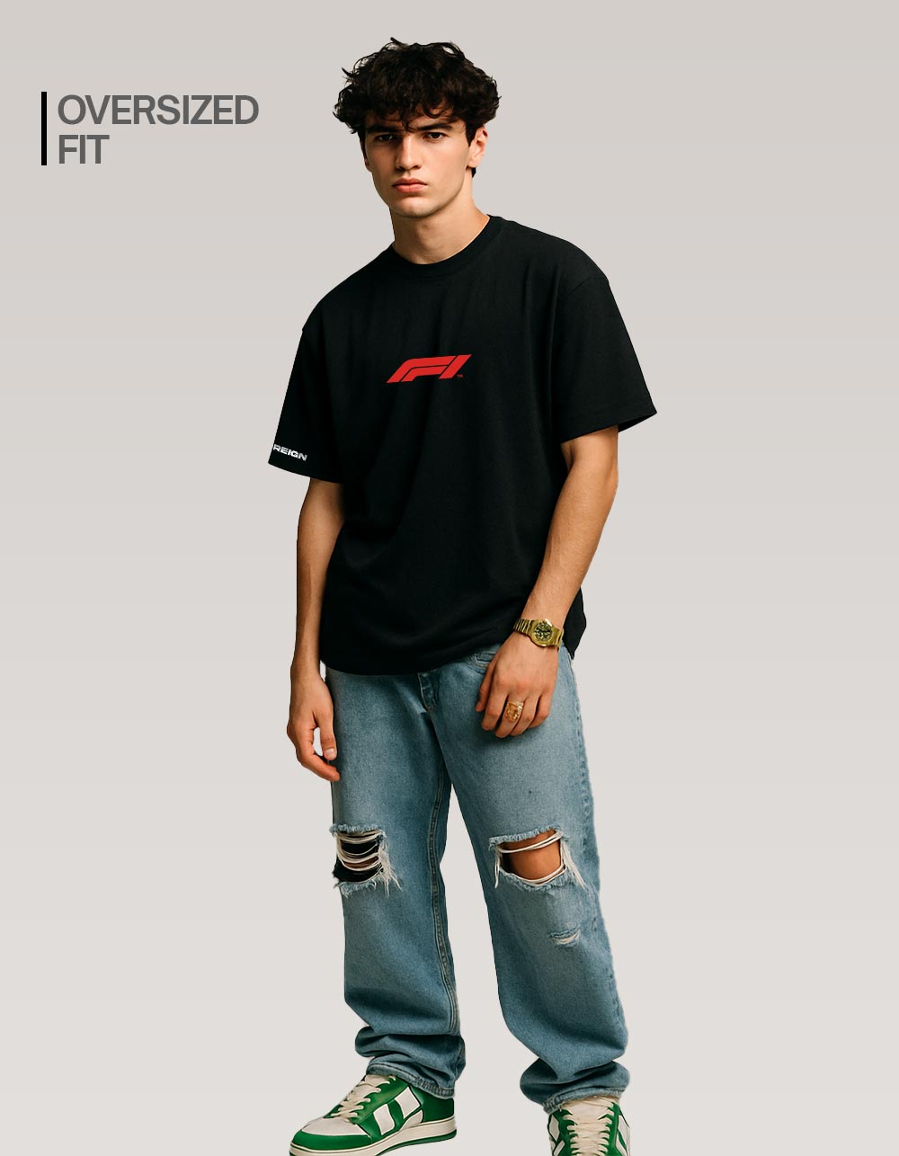 F1 Checo Perez Black Oversized T-shirt