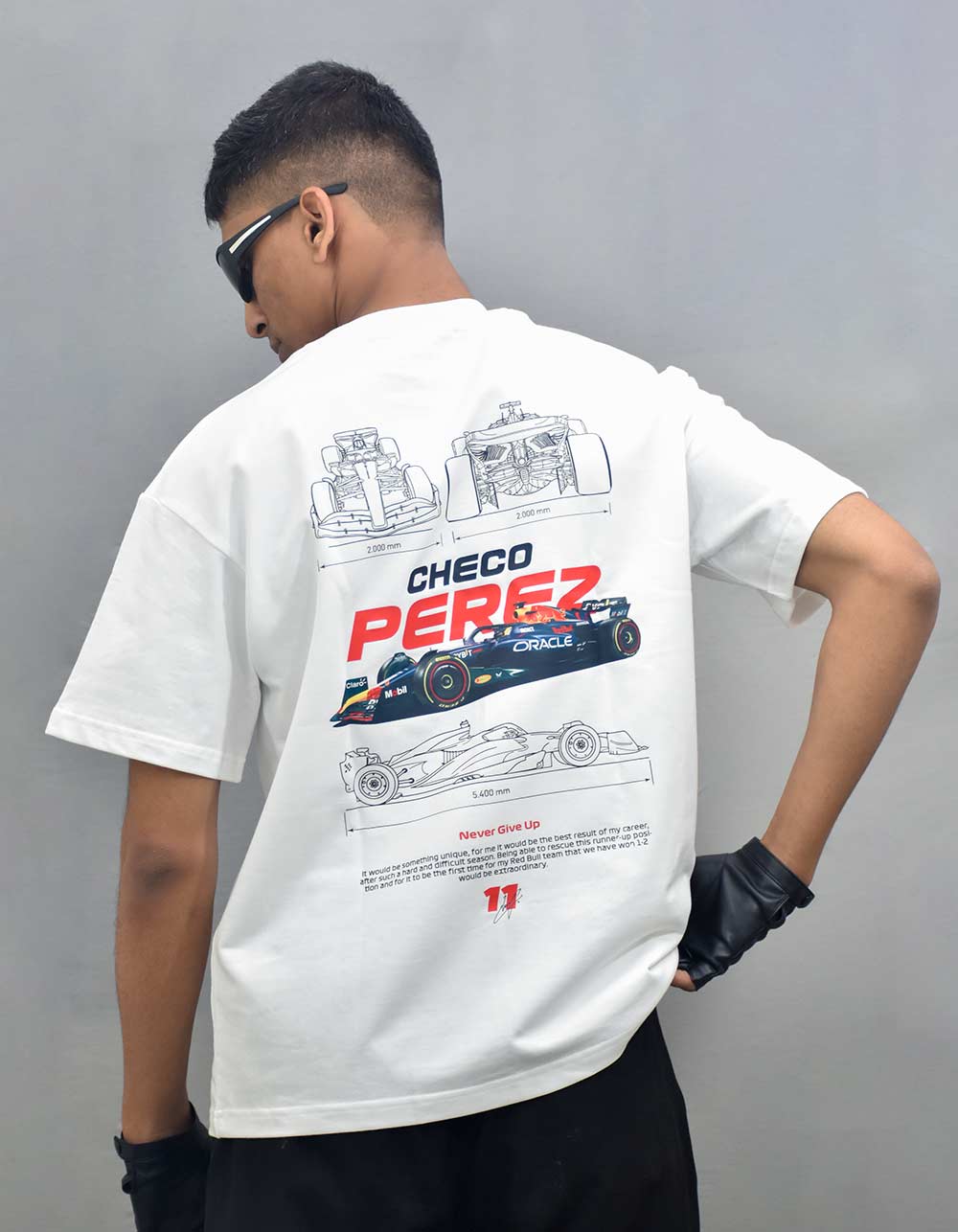 F1 Checo Perez White Oversized T-shirt