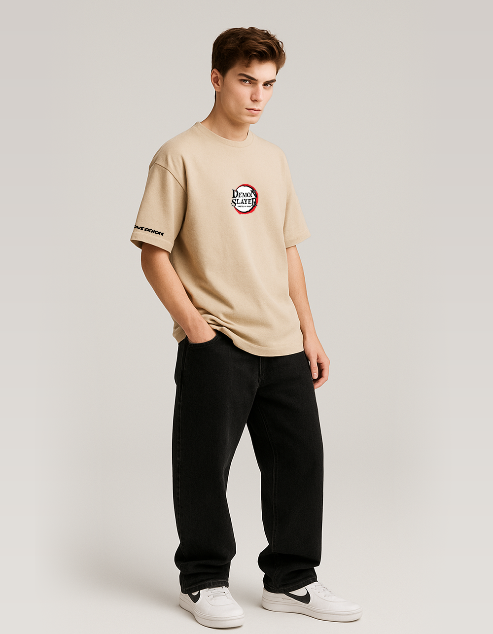 Kyojuro Rengoku Beige Oversized T-shirt