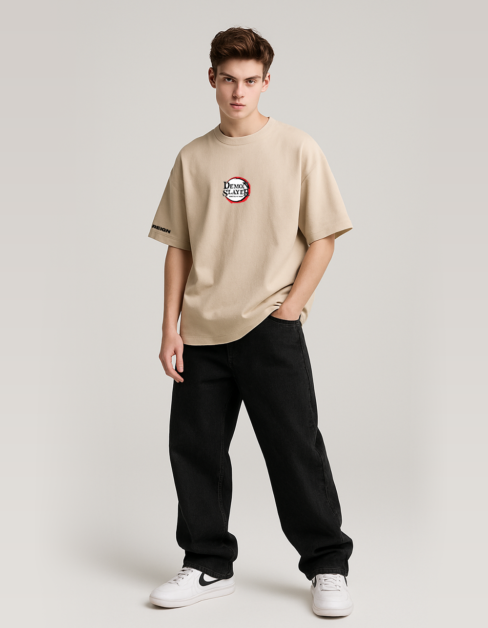 Kyojuro Rengoku Beige Oversized T-shirt