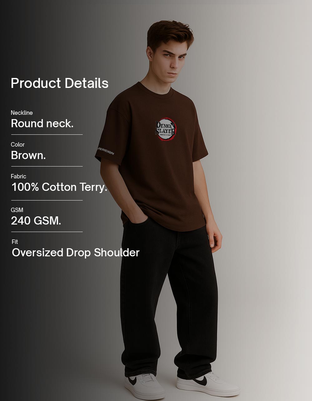 Kyojuro Rengoku Brown Oversized T-shirt