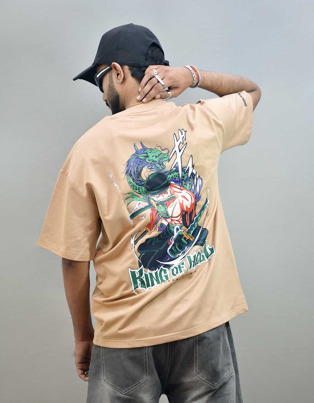 Roronoa Zoro Beige Oversized T-shirt