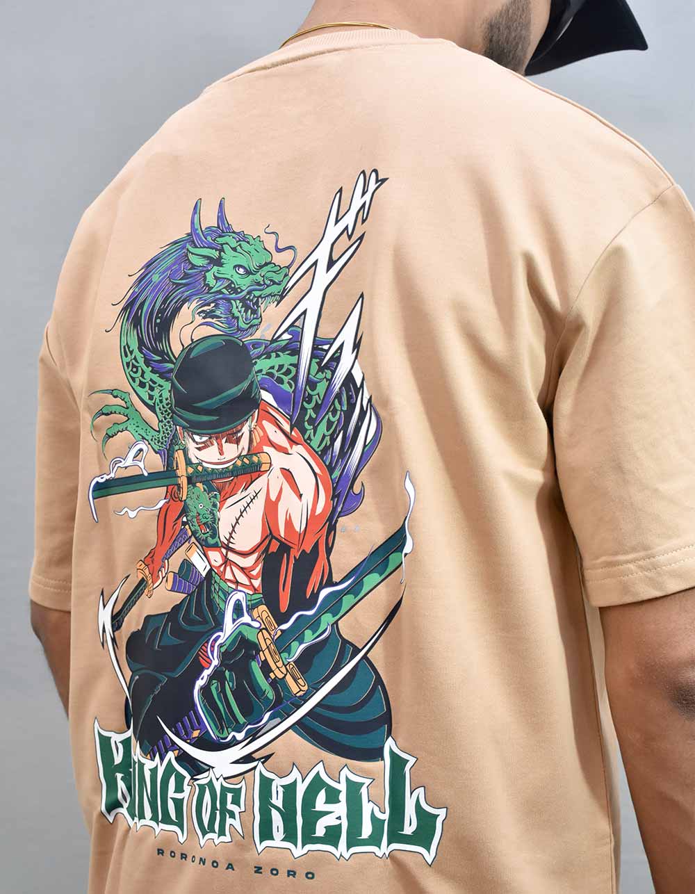 Roronoa Zoro Beige Oversized T-shirt