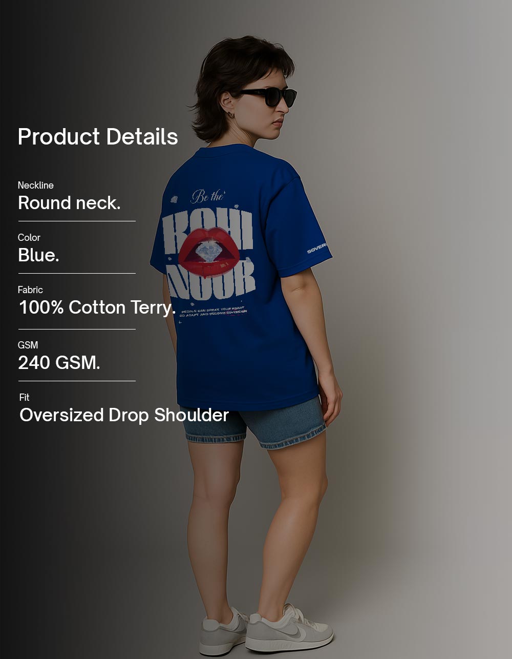 Kohinoor Blue Oversized T-shirt