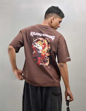 Kyojuro Rengoku Brown Oversized T-shirt