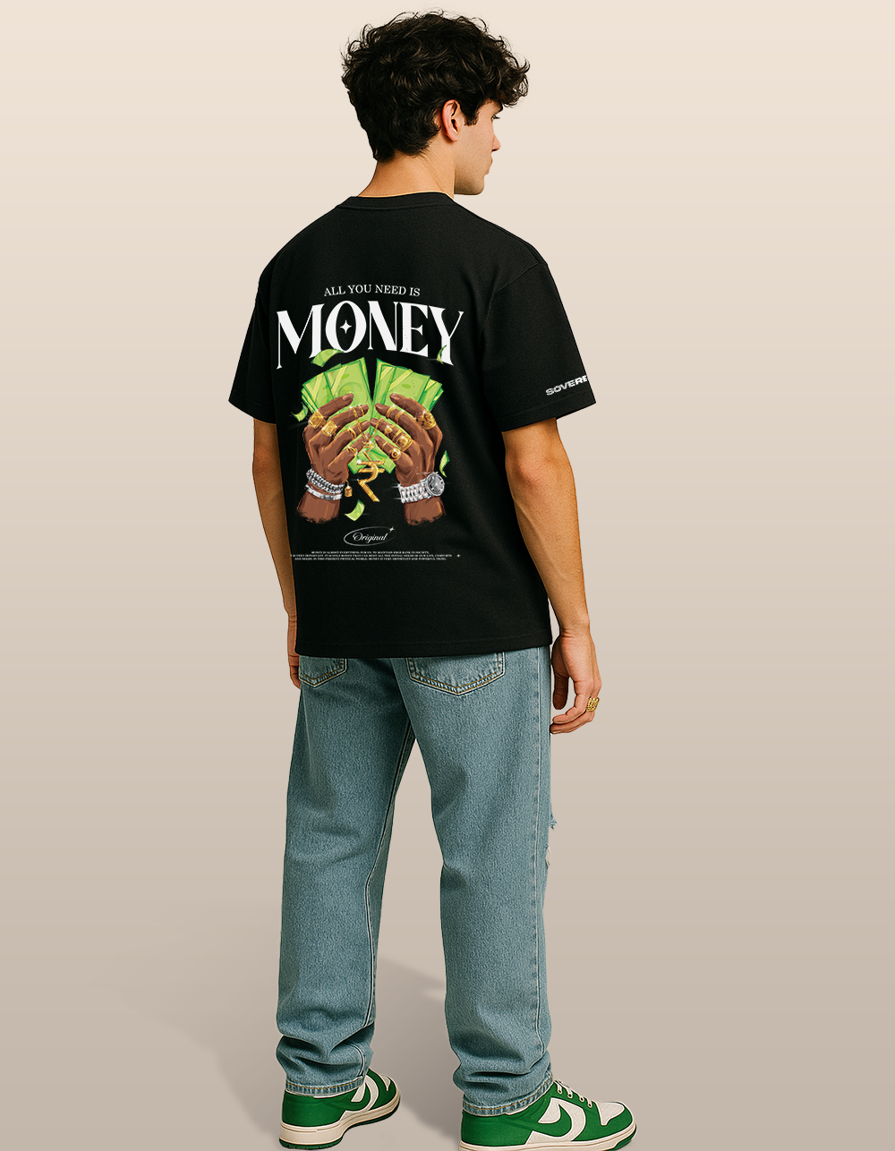 Money Black Oversized T-shirt