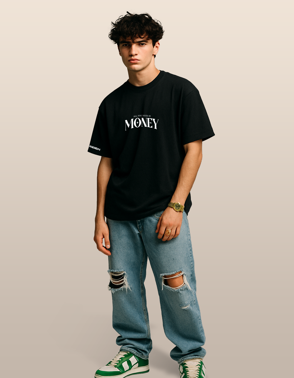 Money Black Oversized T-shirt
