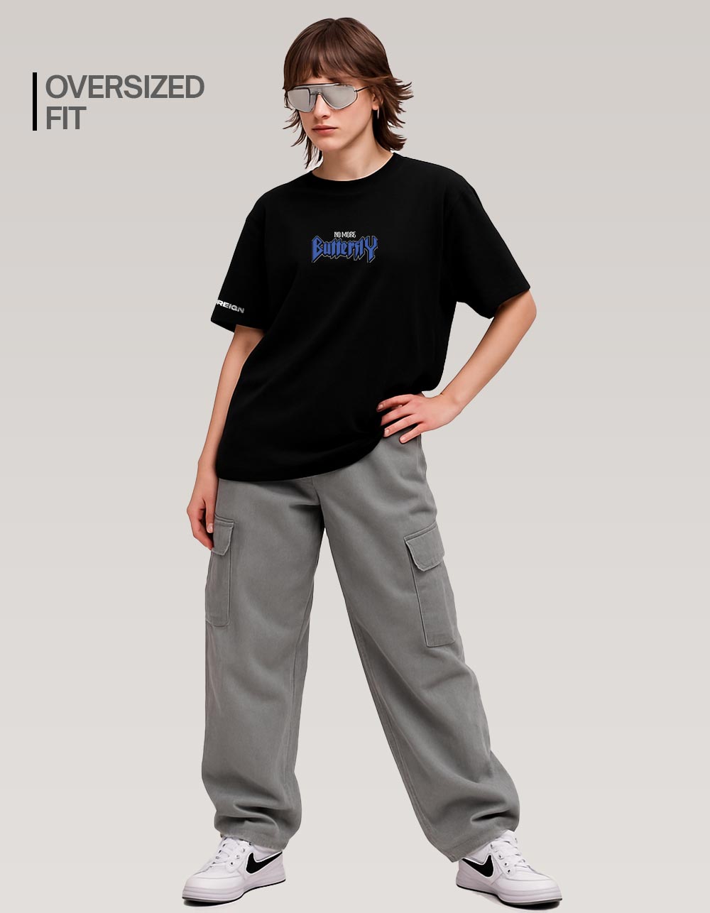 No More Butterfly Black Oversized T-shirt